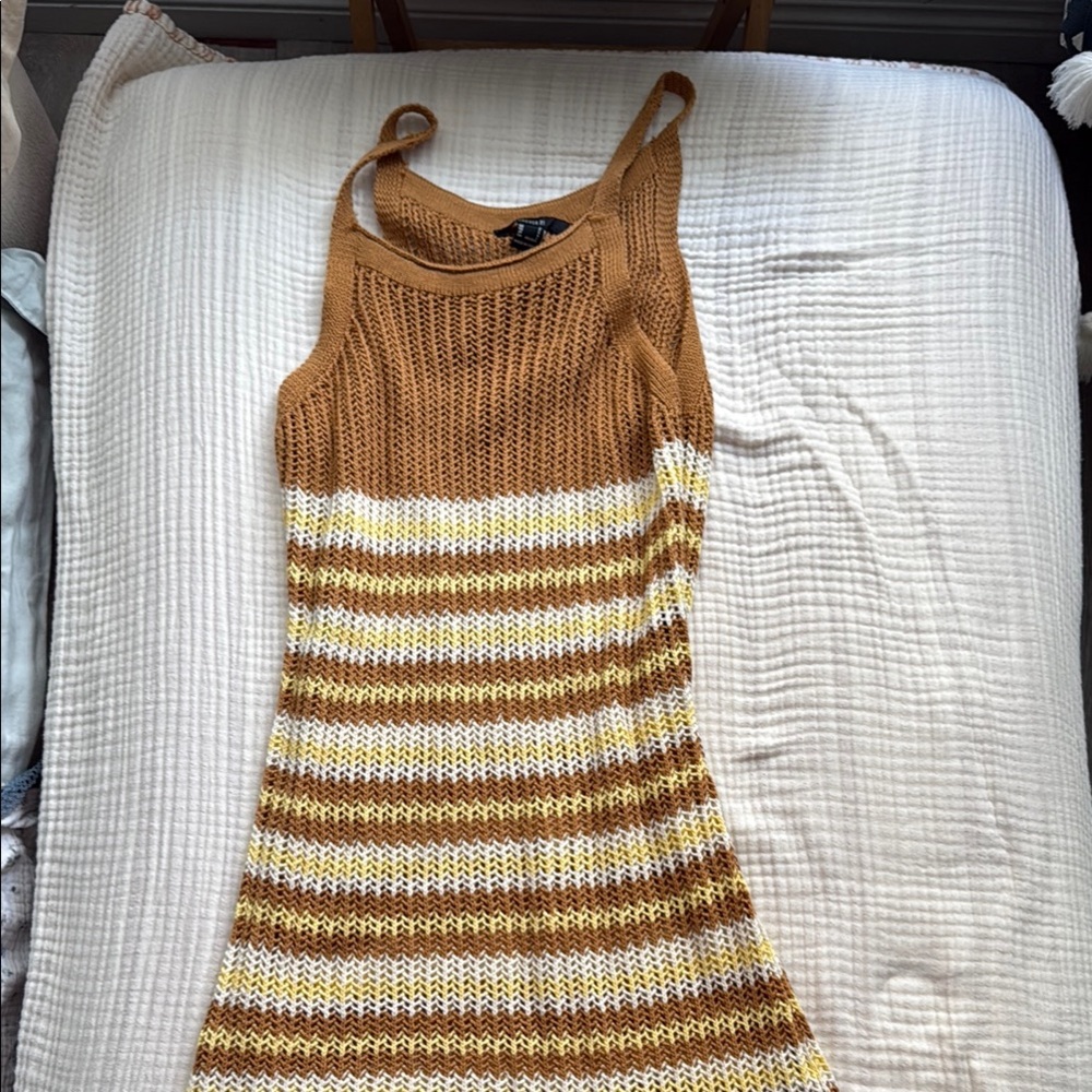 Forever 21 Brown and Yellow Striped Mini Dress
